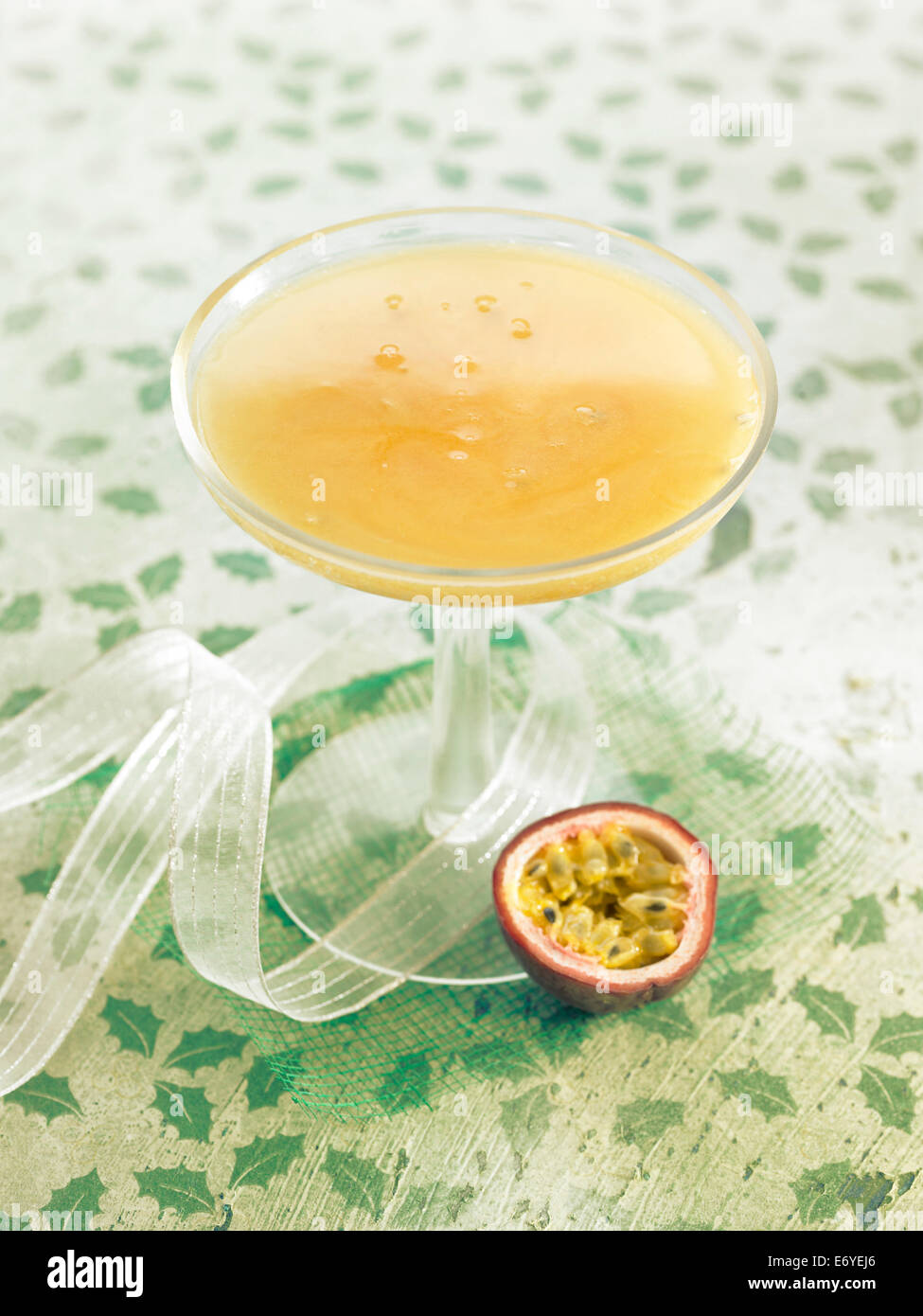 Punch coco with passionfruit and Champagne Stock Photo