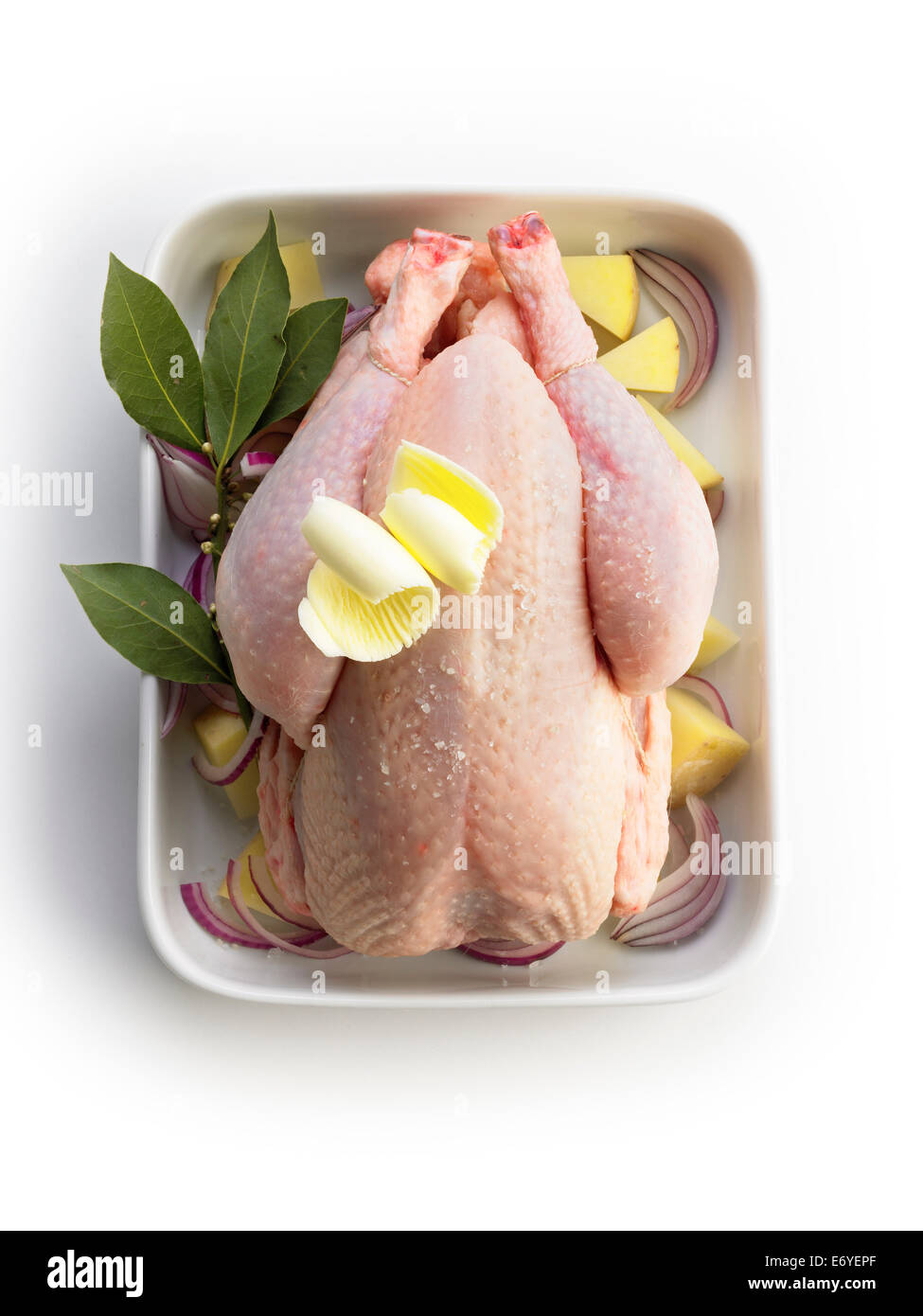 Freerange chicken before roasting Stock Photo Alamy