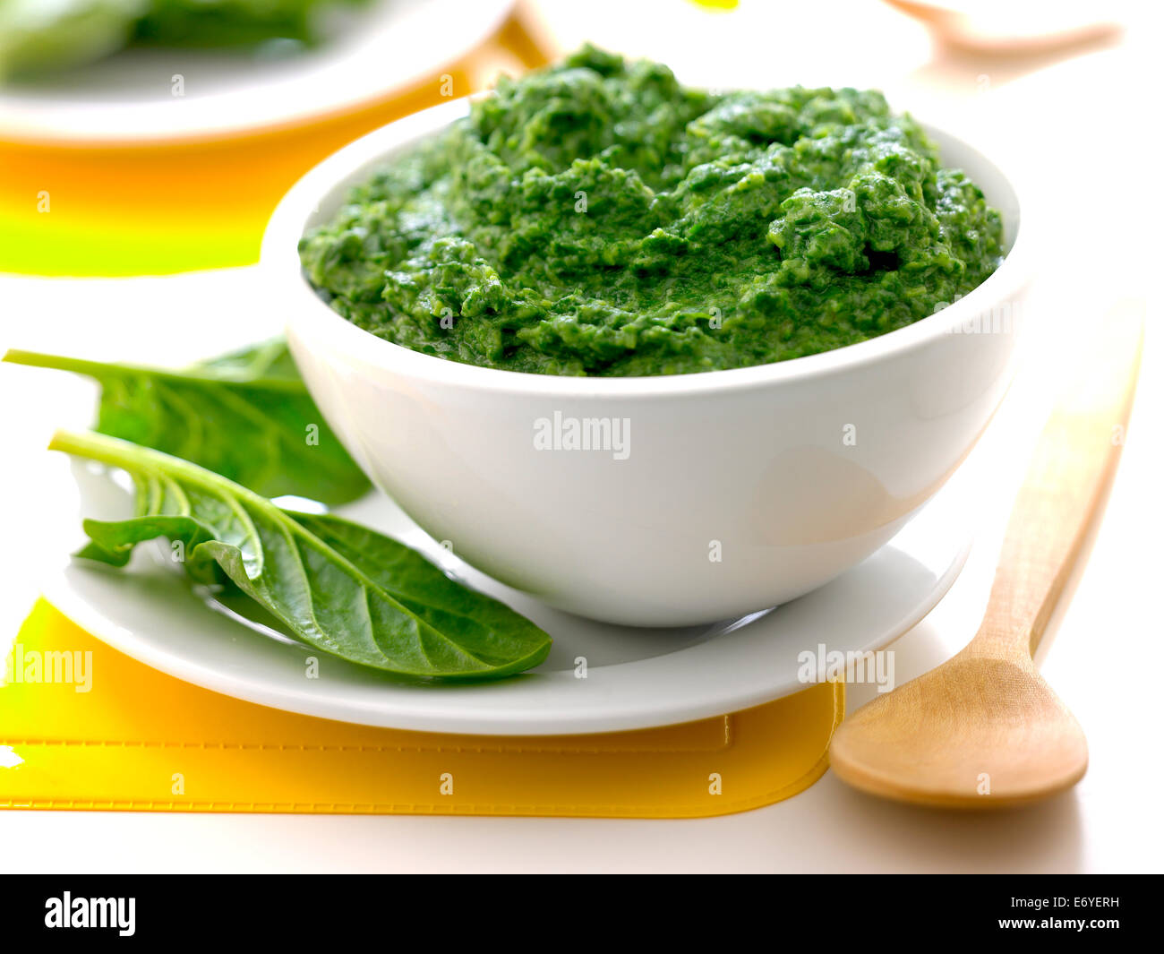 Pureed spinach Stock Photo