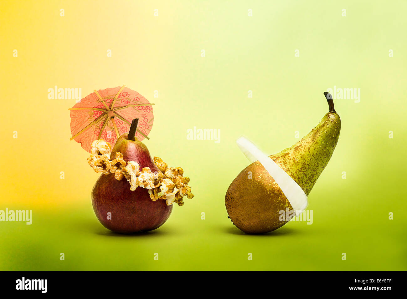 Still Life - Active Life. Still-life of two pears making the scene of a plump and a slim persons Stock Photo