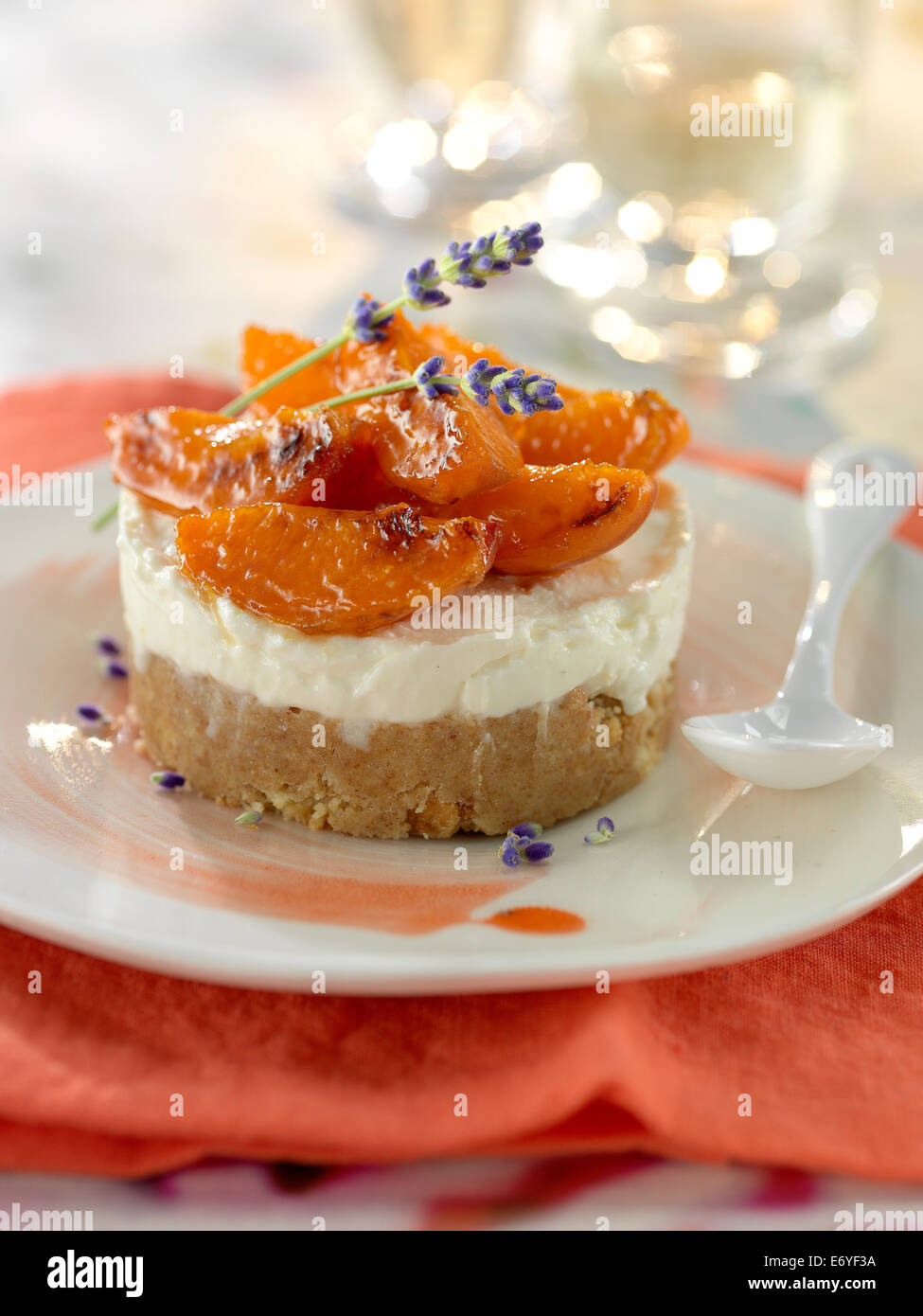Apricot and mascarpone dessert Stock Photo