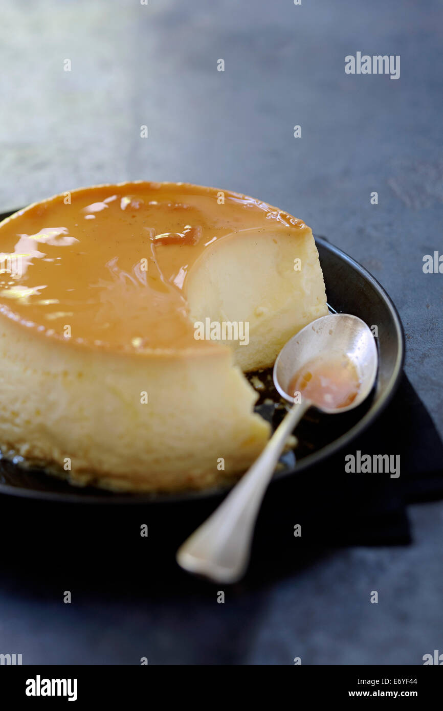 Baked egg custard Stock Photo