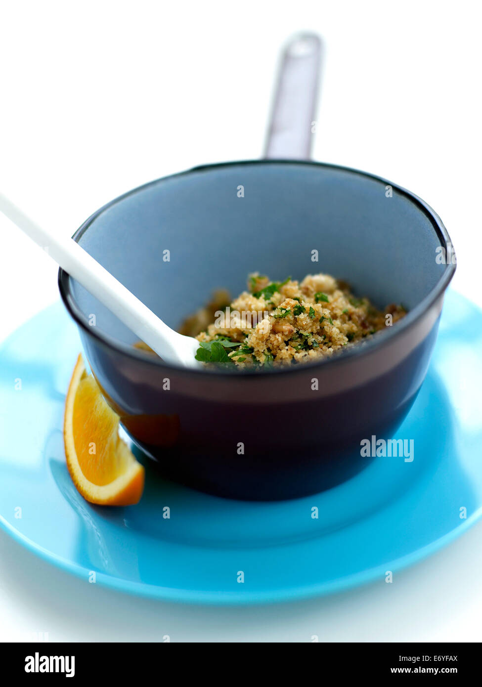 Preparing the stuffing with pine nuts,bread crumbs and raisins Stock Photo