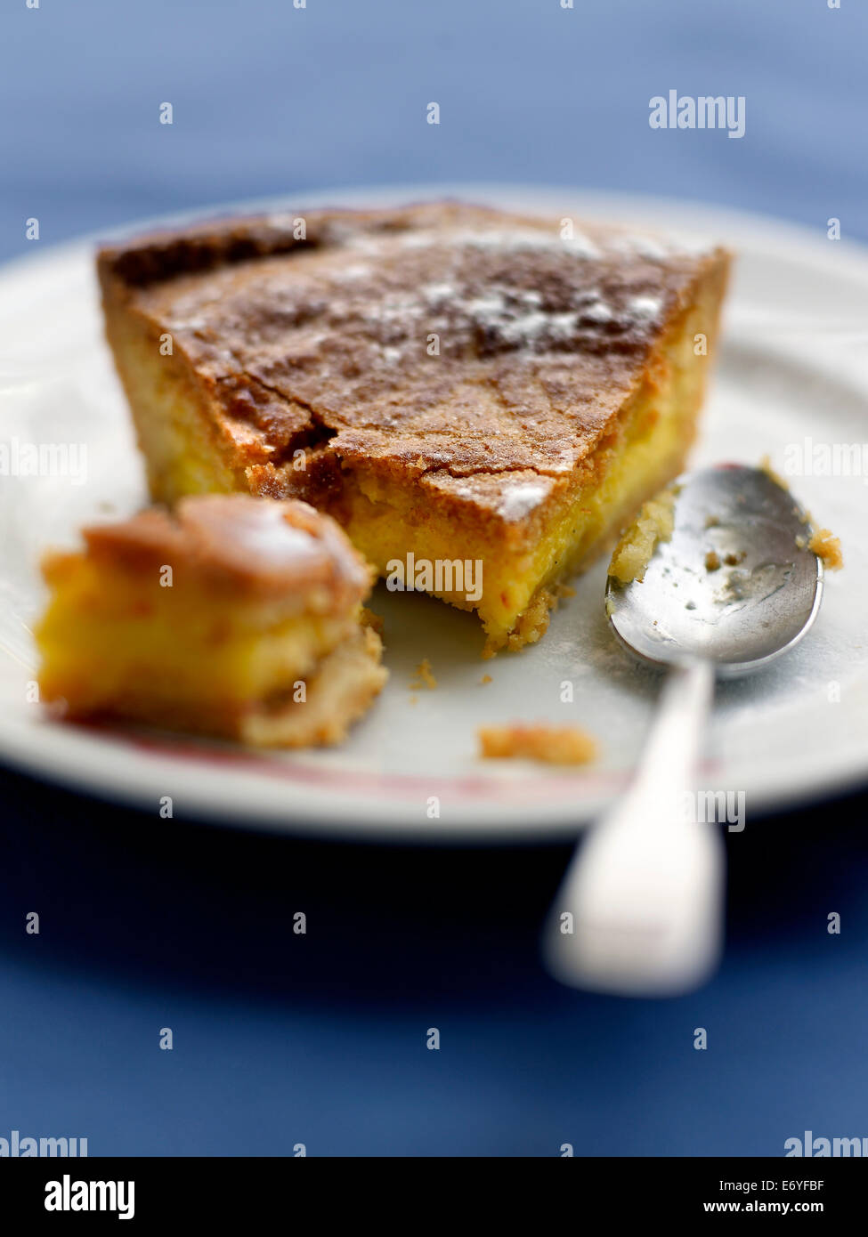 Slice of Basque cake Stock Photo
