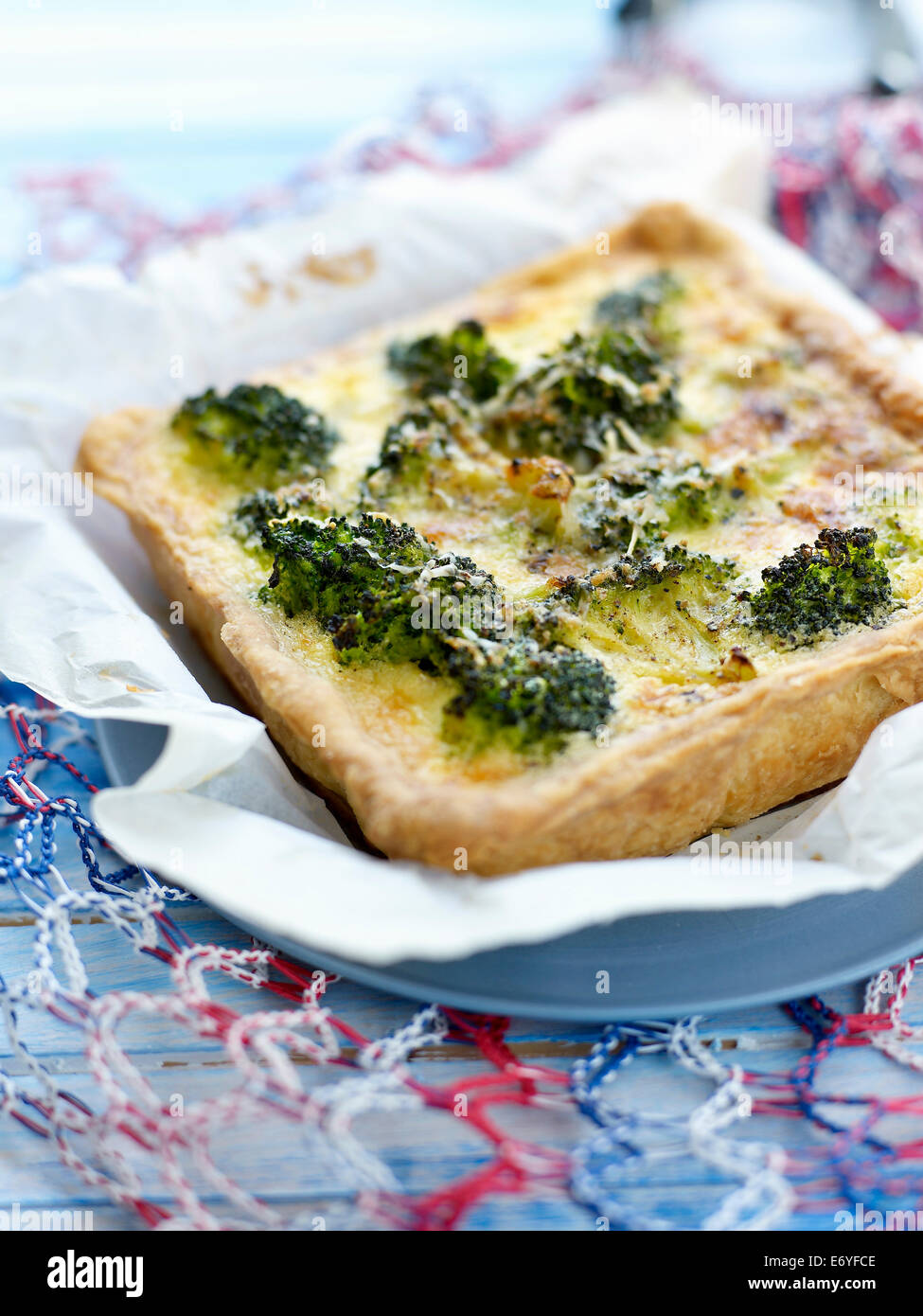 Broccoli and Beaufort tart Stock Photo