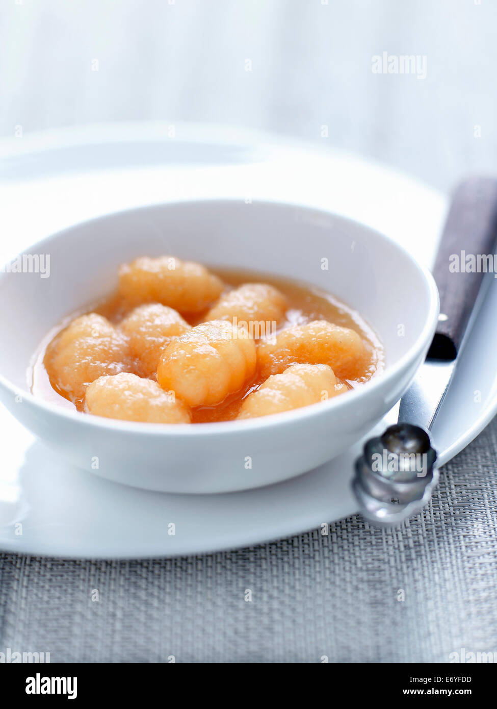 Mi Lan Xiang  iced tea soup with gnocchi-shaped melon Stock Photo