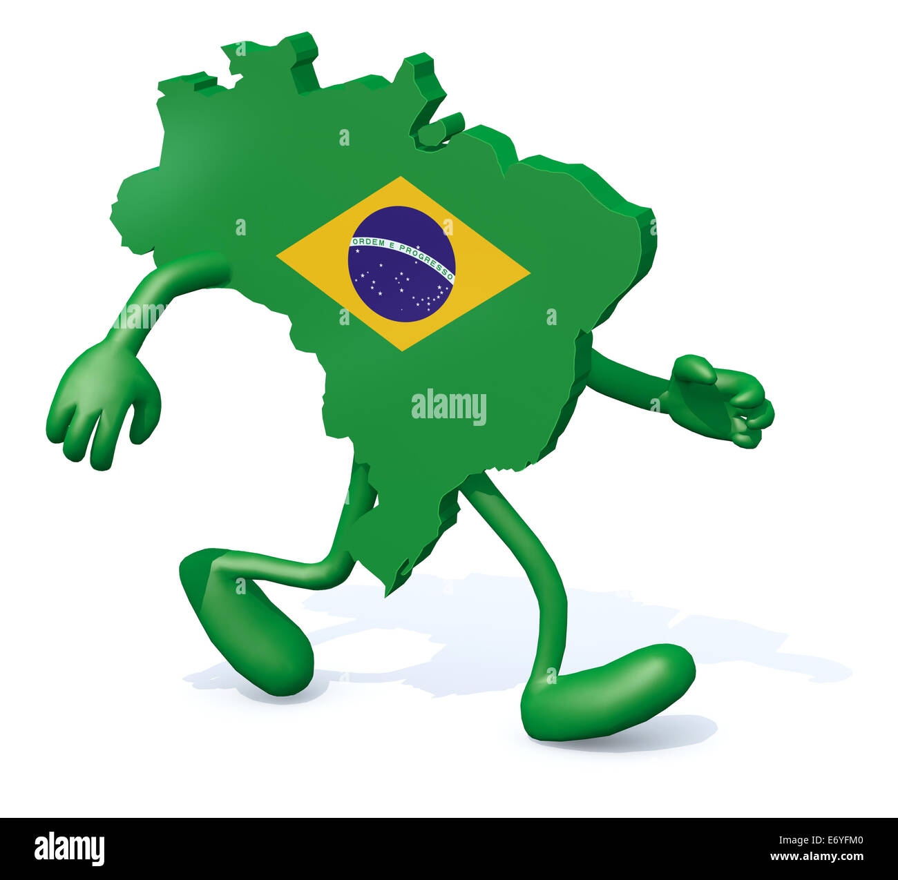 brasilian map with arms and legs walking, 3d illustration Stock Photo