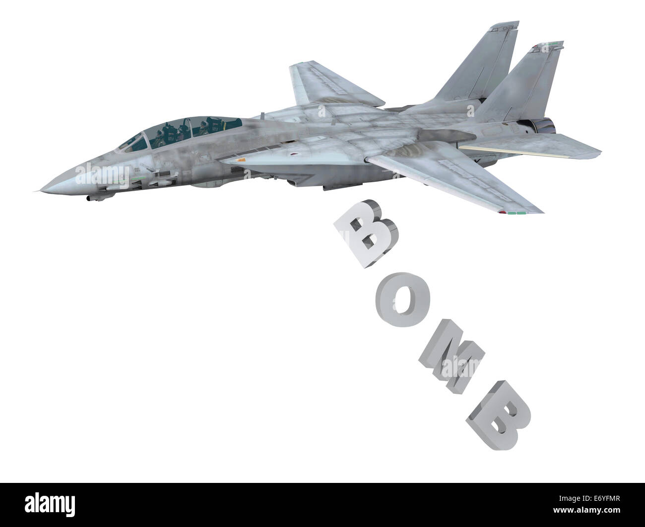 warplane launching letters instead of bombs, 3d illustration Stock Photo