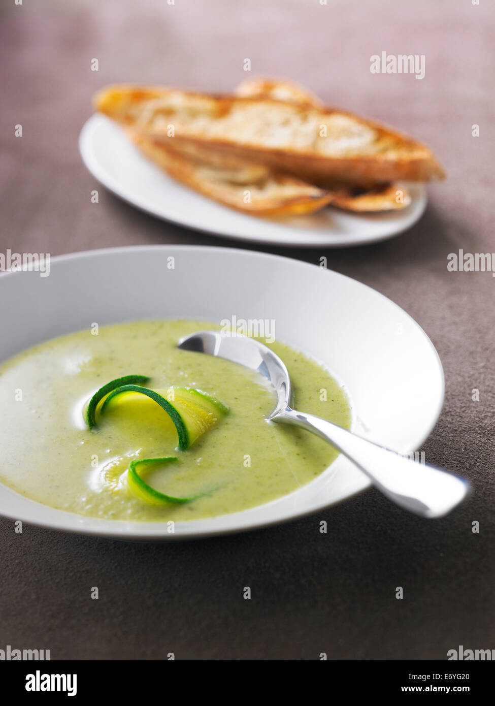 Cream of zucchini soup Stock Photo Alamy