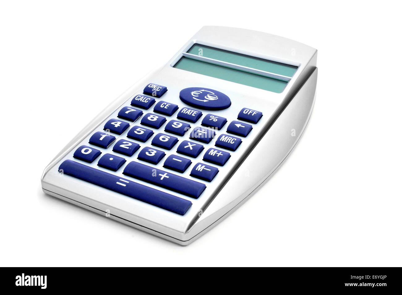 electronic calculator and Euro converter on a white background Stock Photo