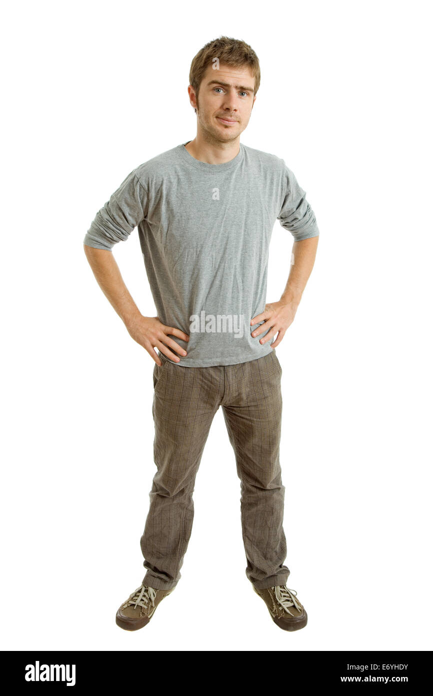 young casual man full body in a white background Stock Photo - Alamy