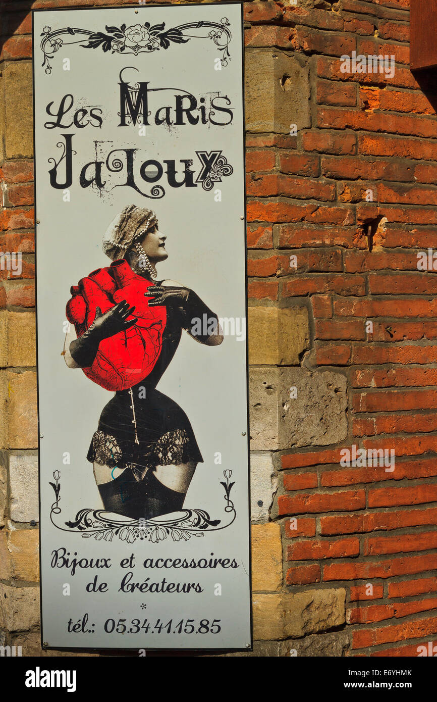 France, Toulouse, shop advertisment Stock Photo