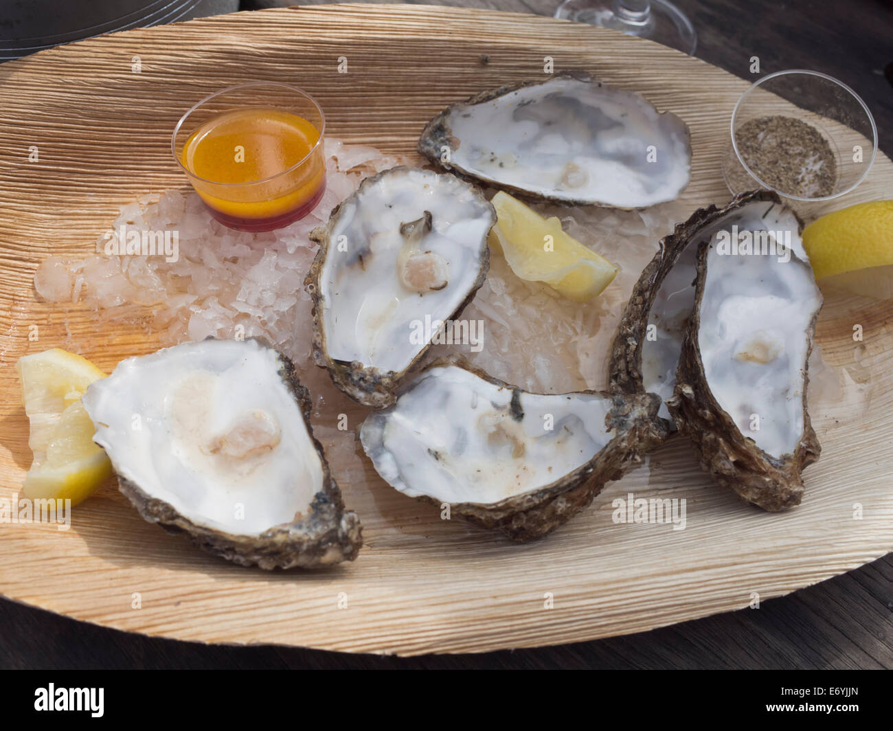 Empty oyster shells after eating oysters Stock Photo Alamy