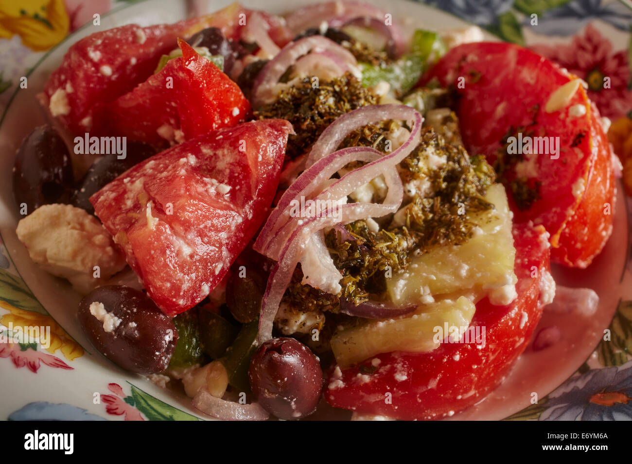 Horatiki, the classic Greek Salad Stock Photo