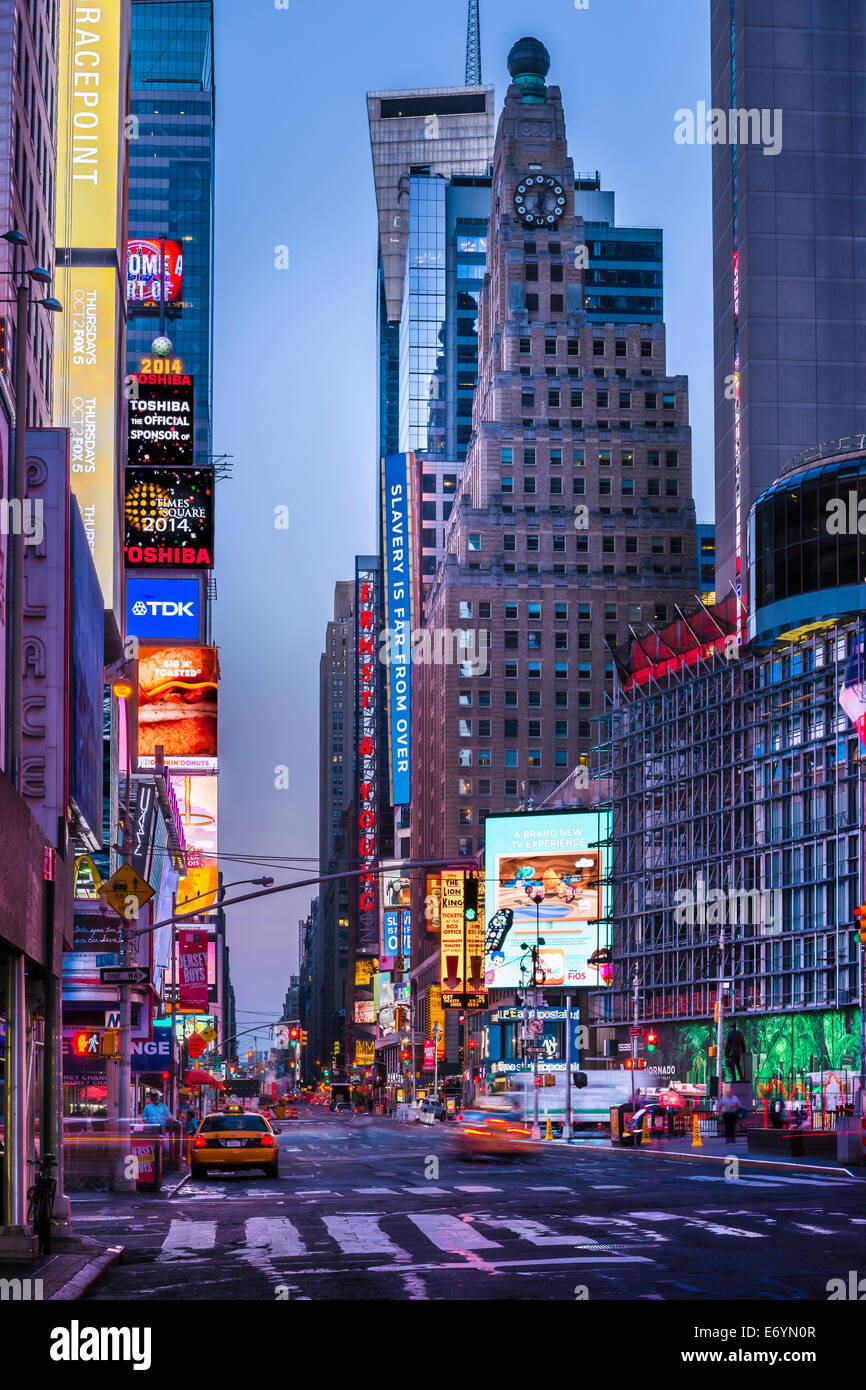 Times Square, a major commercial intersection and a neighborhood in Midtown Manhattan, New York, USA. Stock Photo