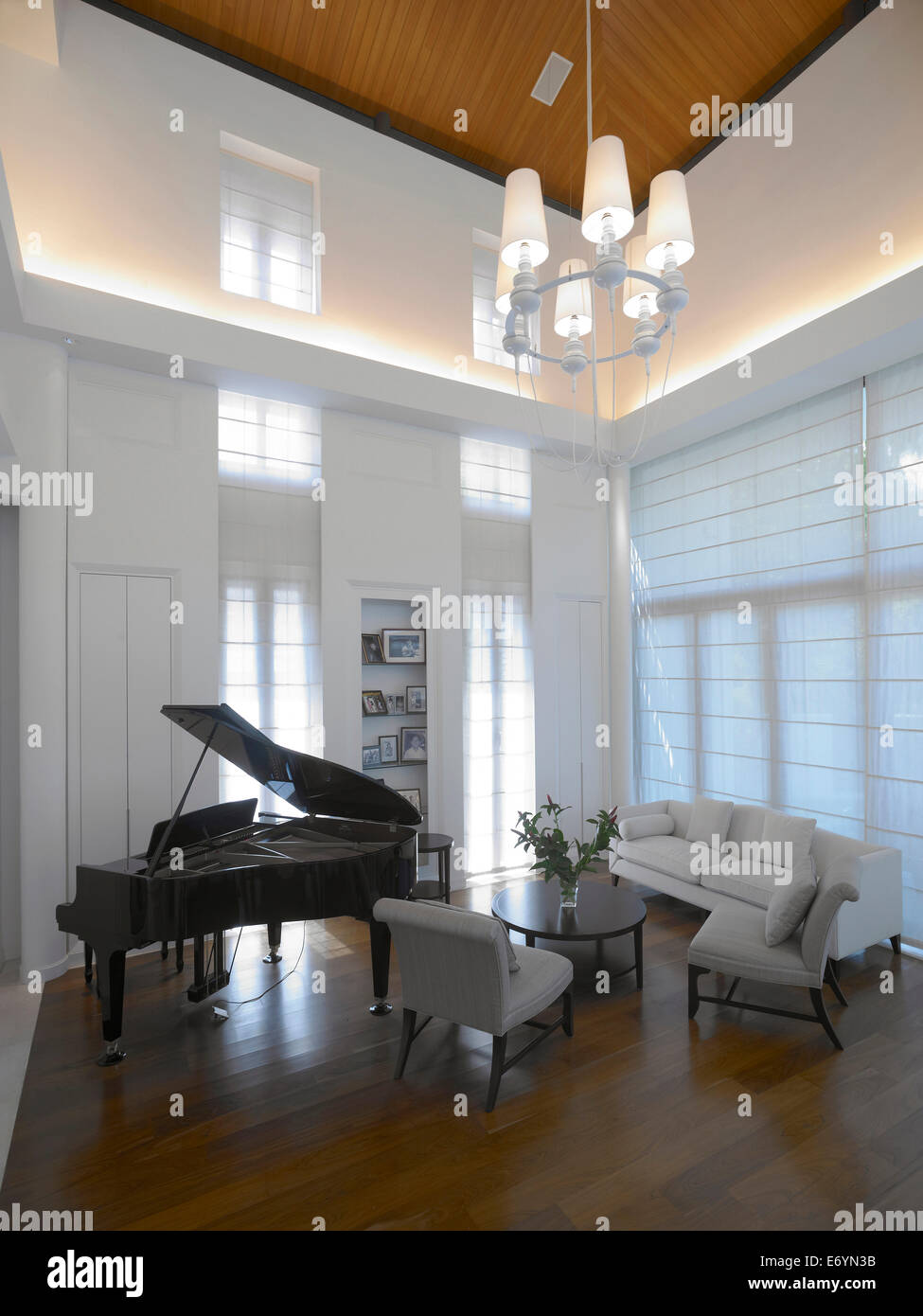 Grand piano in living room of Private Residence, Singapore Stock Photo ...