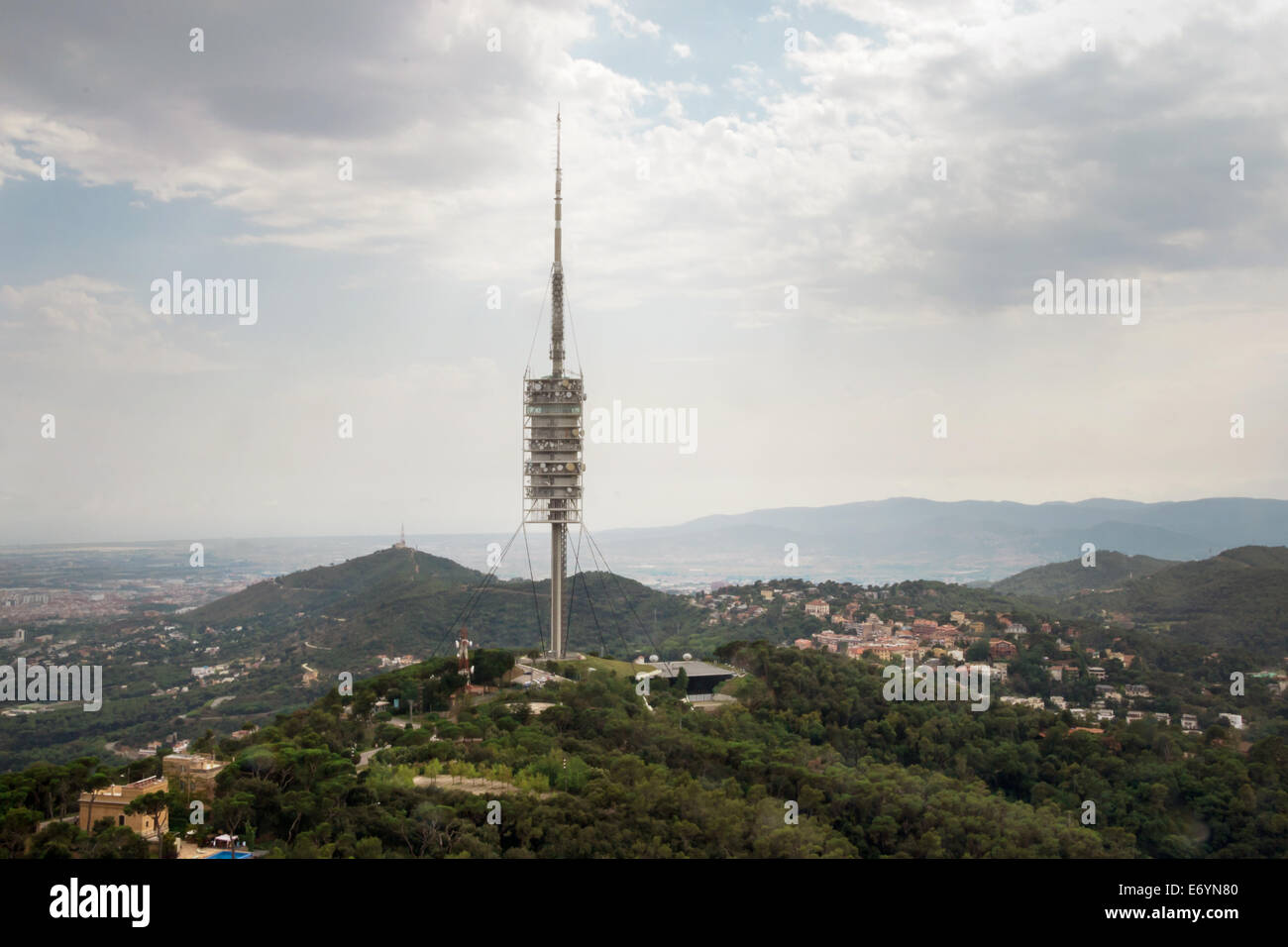 Torre de Collserola television tower, the highest point in Barcelona, Spain, Europe Stock Photo