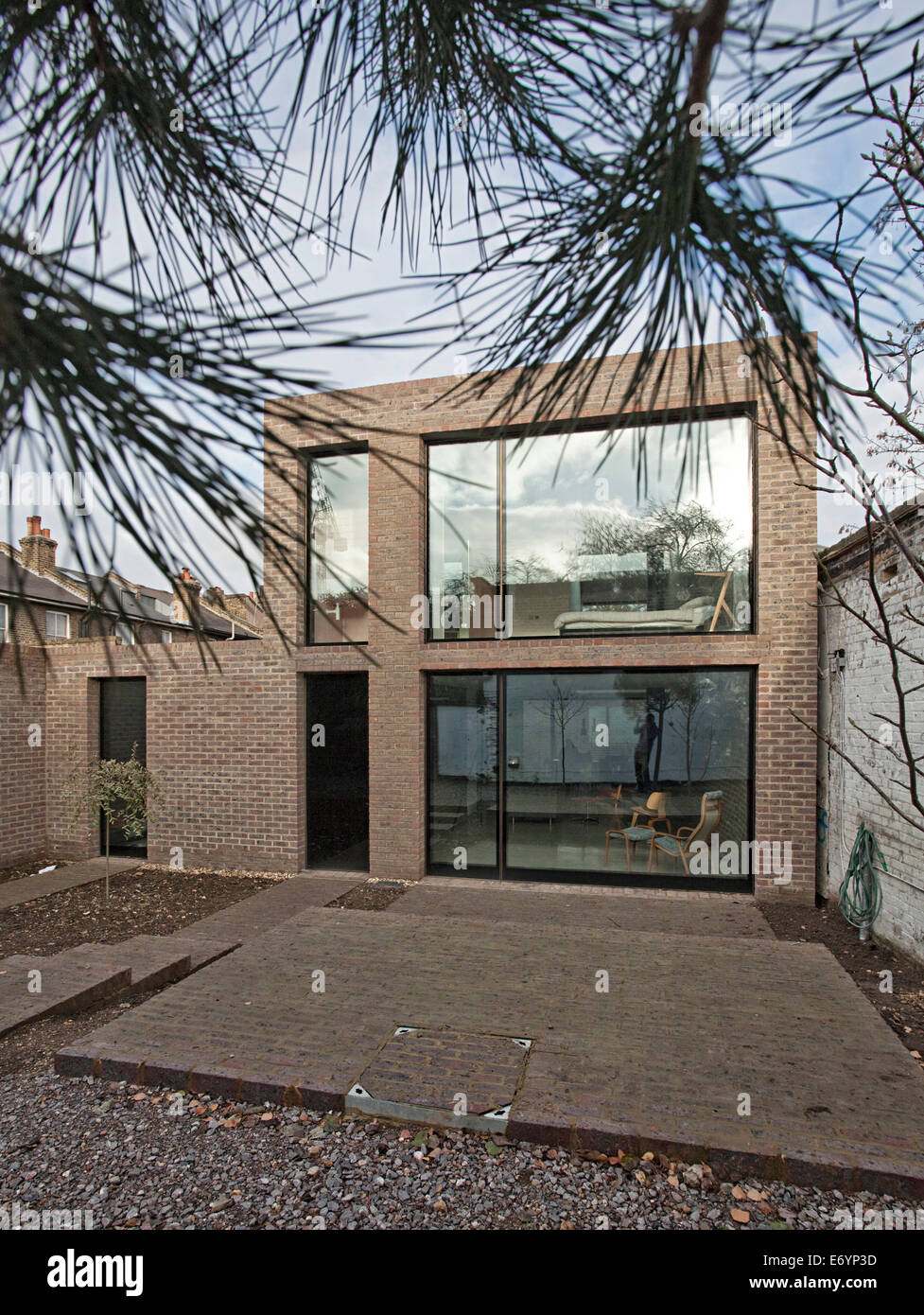 Brick and glass facade of Duggan Morris house, Kings Grove, Peckham, London, UK. Stock Photo