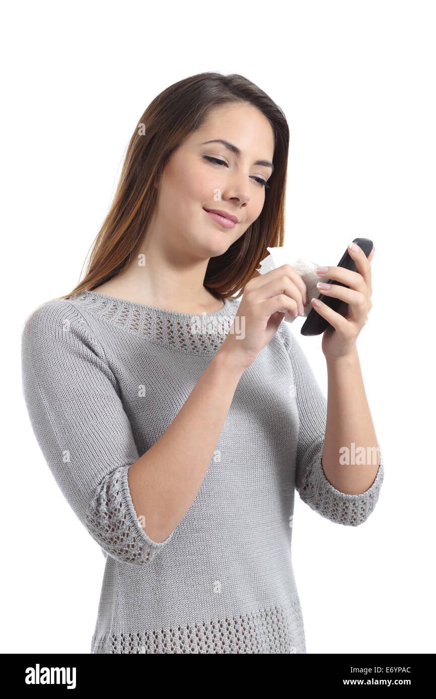 Teen on phone with cleaning hires stock photography and images Alamy