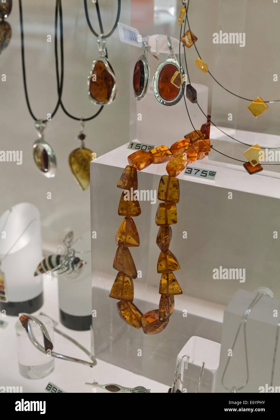 Amber necklace at jewelry store - USA Stock Photo