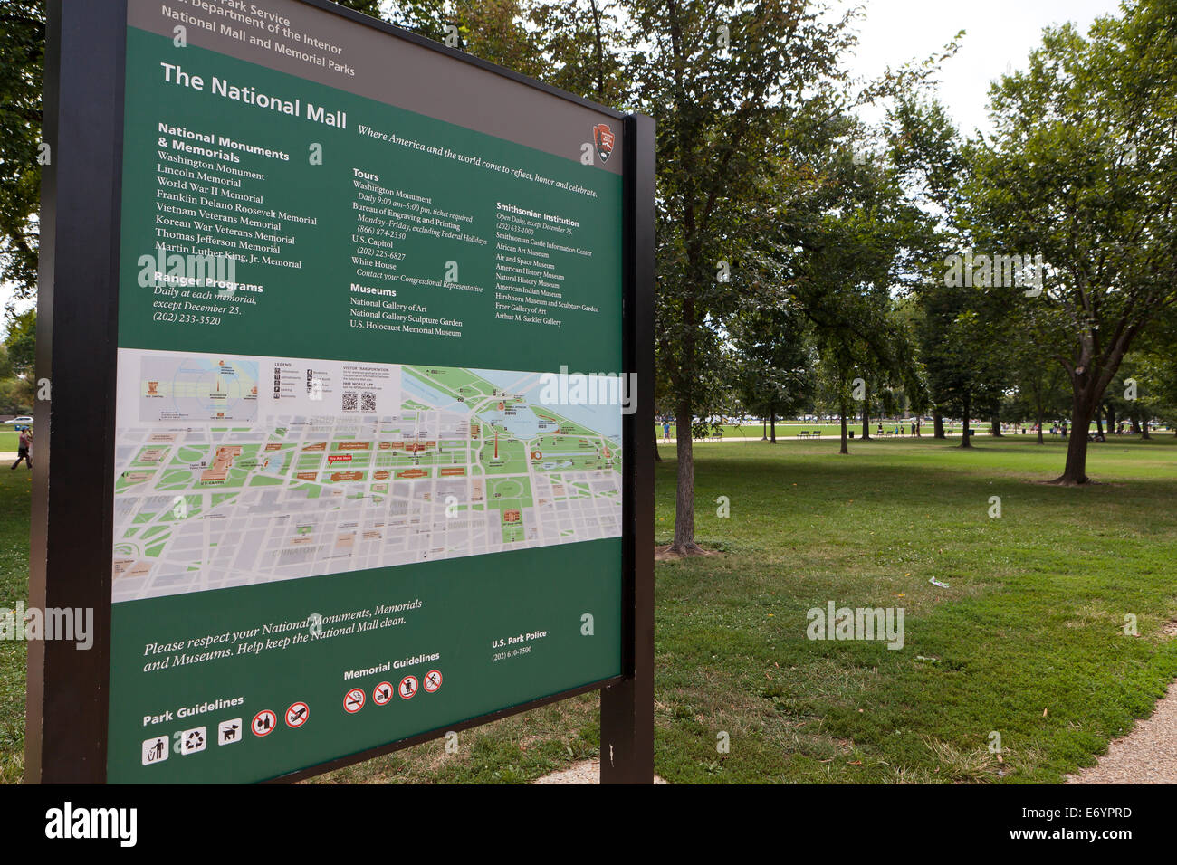 Green Tree Mall Map Guide Map Of The National Mall - Washington, Dc Usa Stock Photo - Alamy
