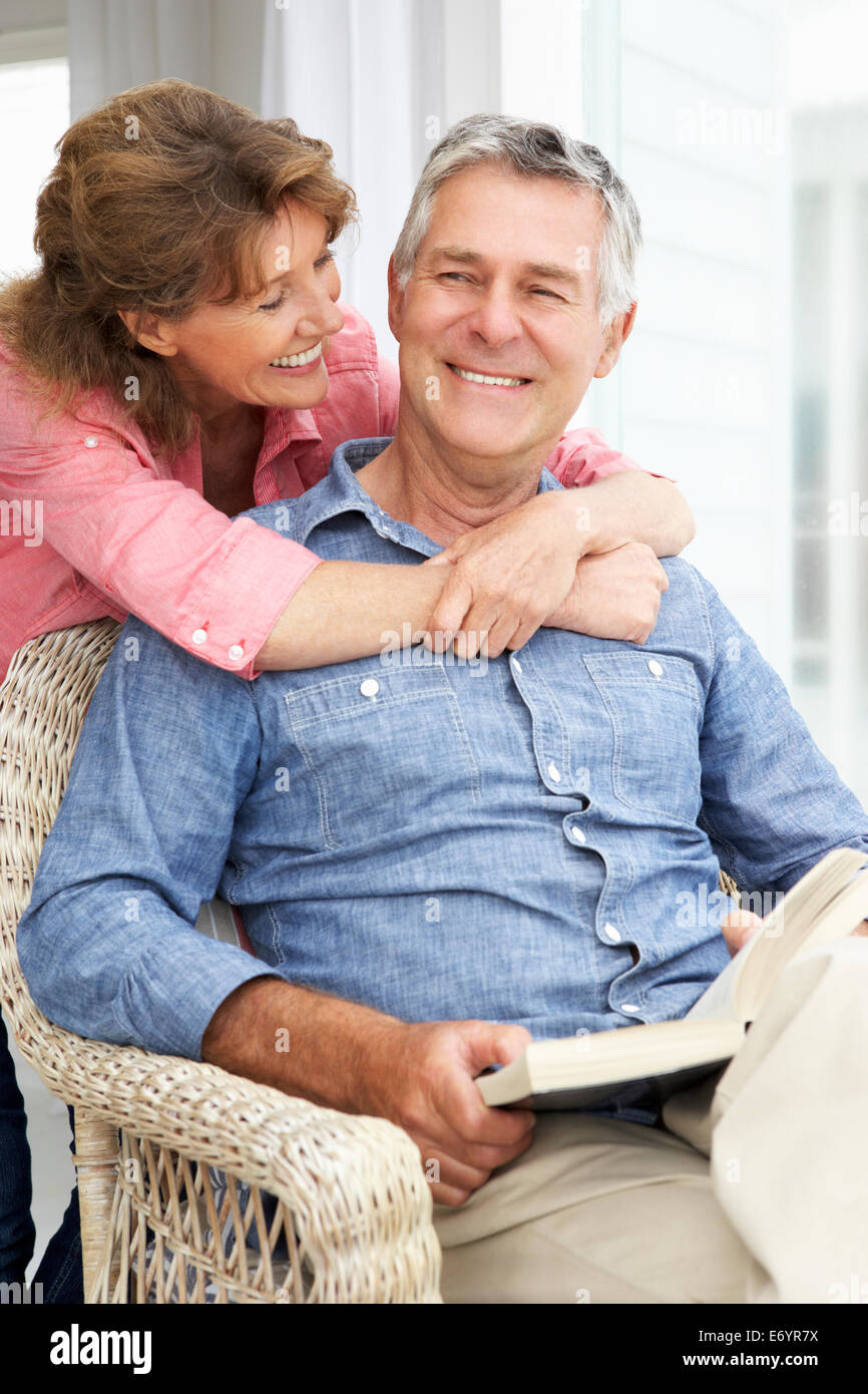 Senior couple relaxing at home Stock Photo - Alamy