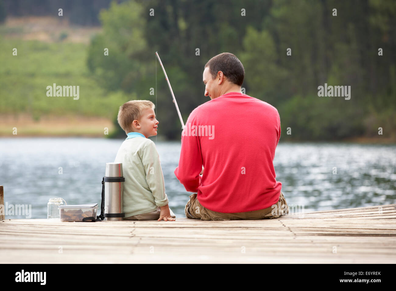 Father and son fishing Stock Photo Alamy