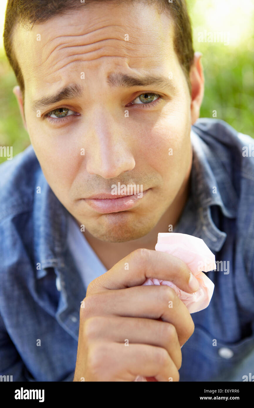Man with hay fever Stock Photo