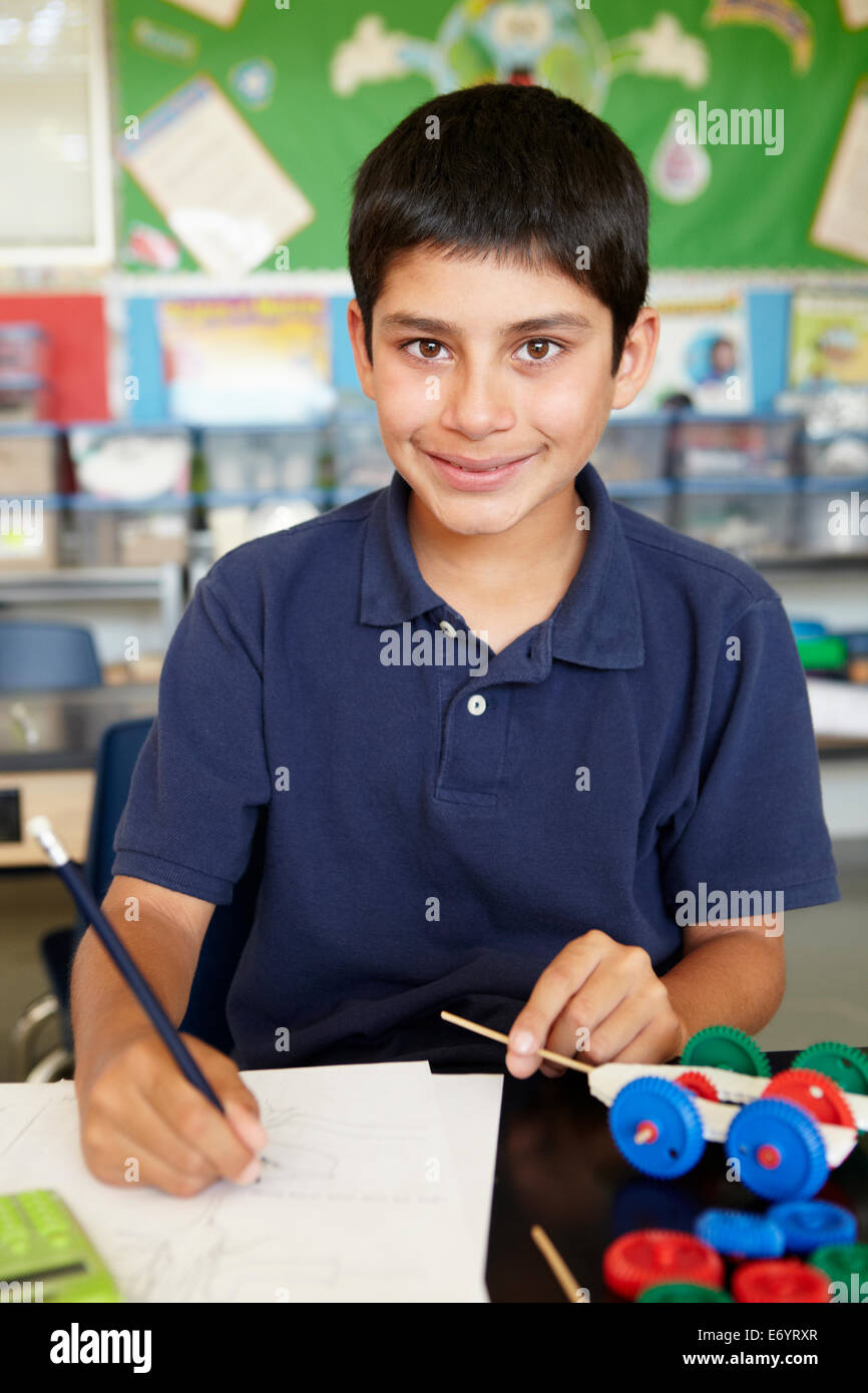 Boy in physics class Stock Photo