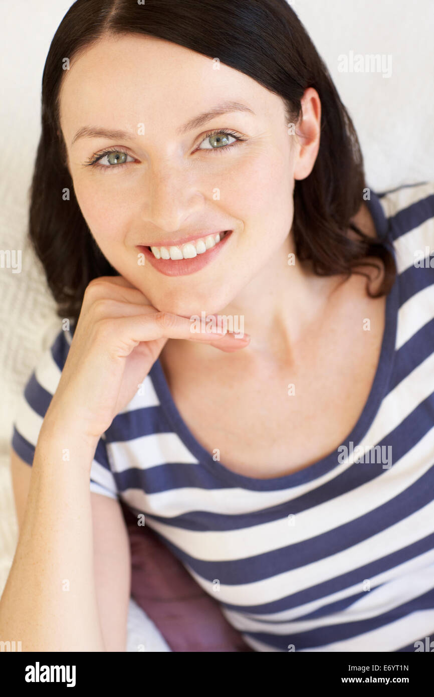 Portrait woman indoors Stock Photo - Alamy