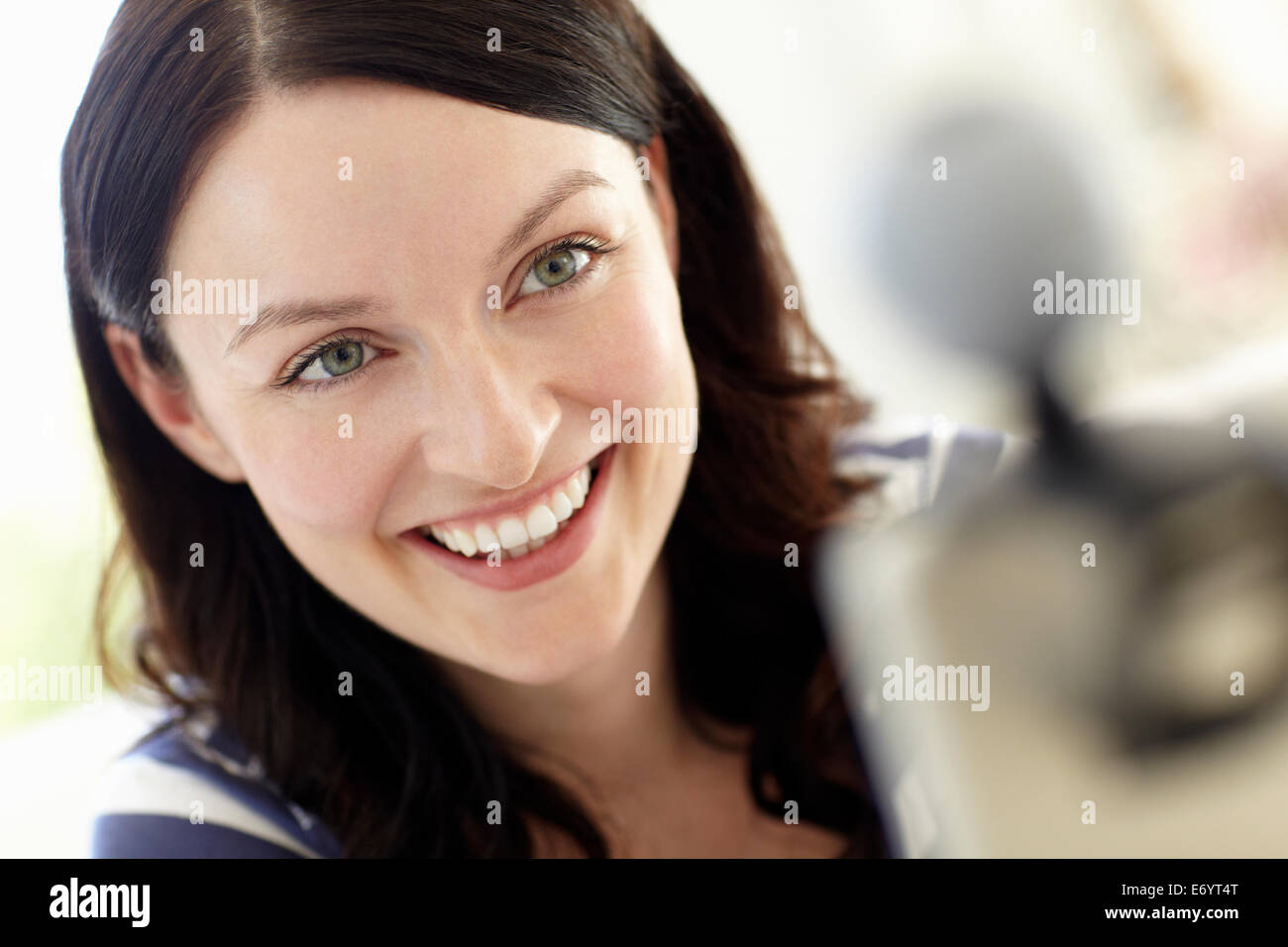 Woman using skype Stock Photo