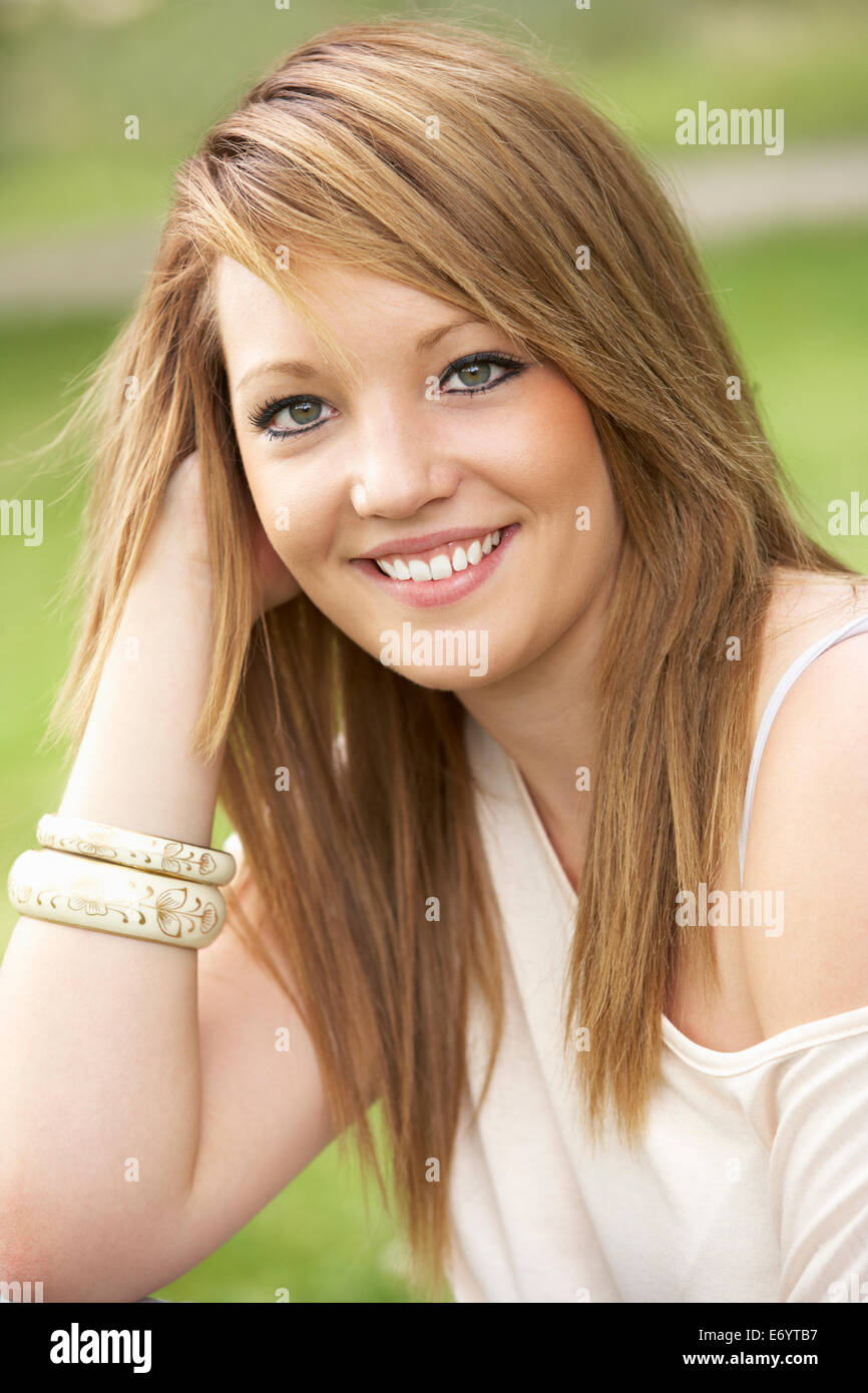 Teenage girl outdoors Stock Photo