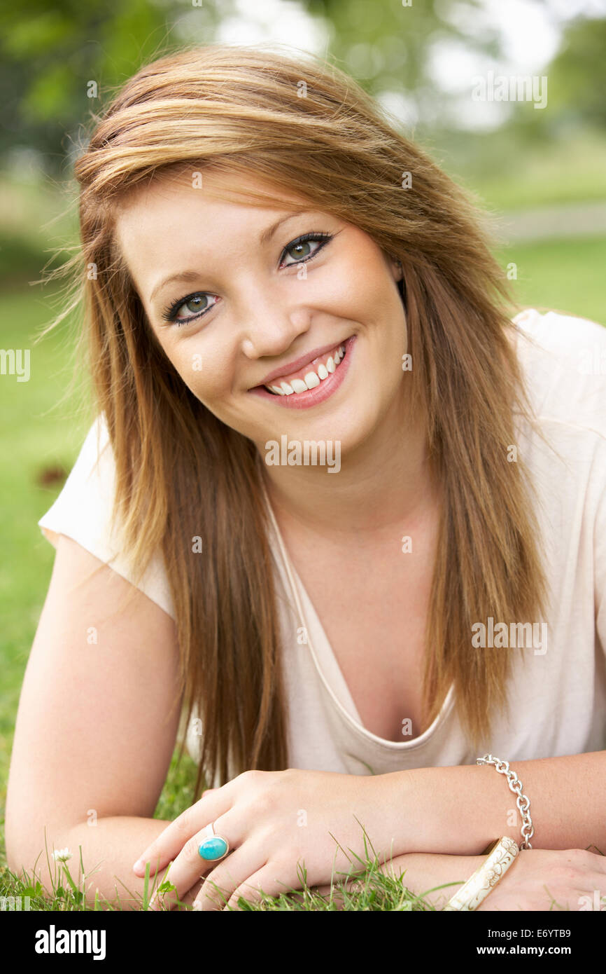 Teenage girl outdoors Stock Photo