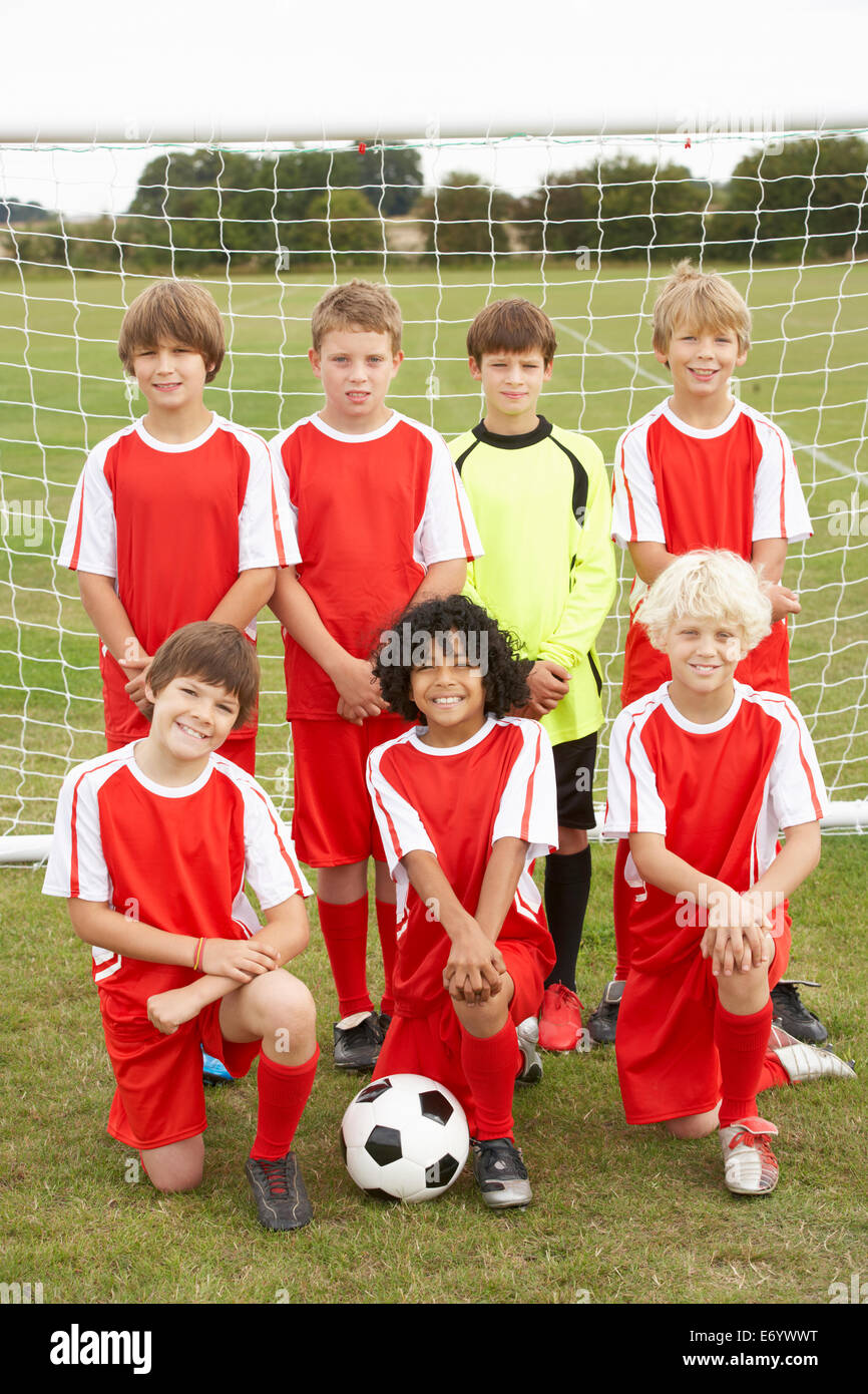 Junior football team portrait Stock Photo