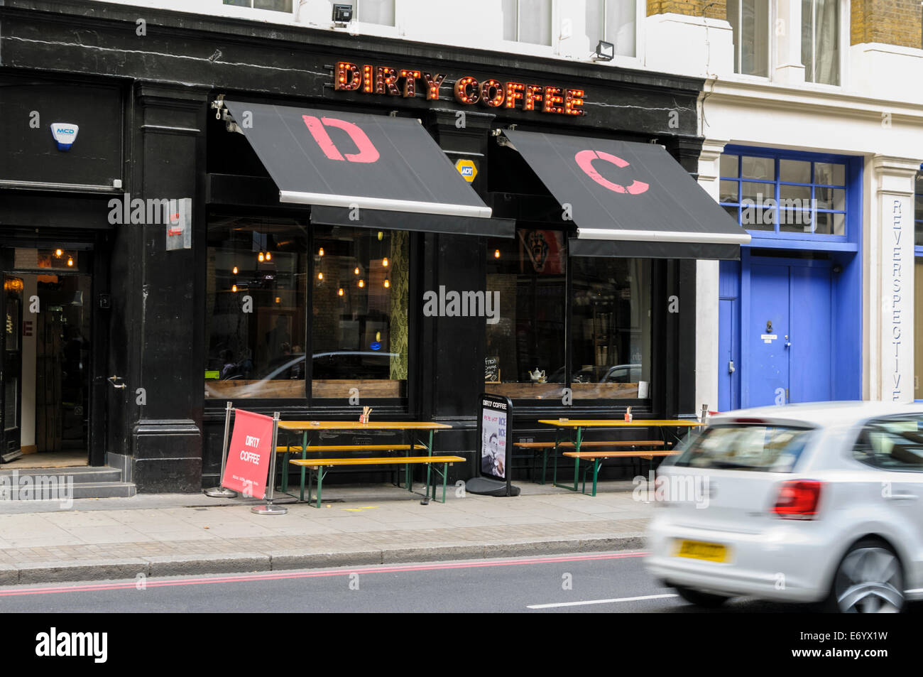 Front view of Dirty Coffee in London, UK Stock Photo