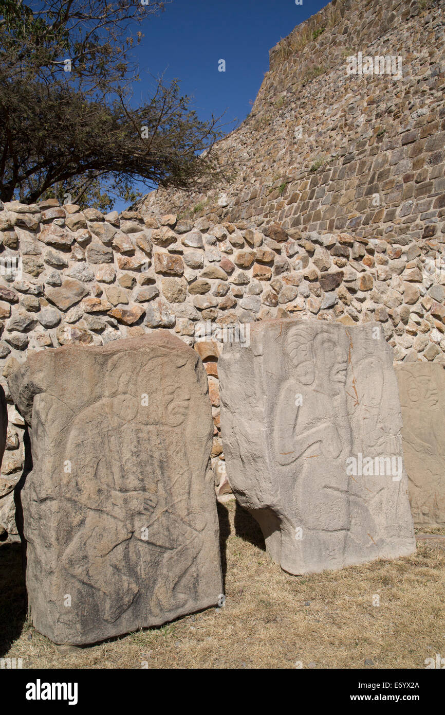 Mexico, Oaxaca, Monte Alban, Gallery of the Dancers (replicas ...
