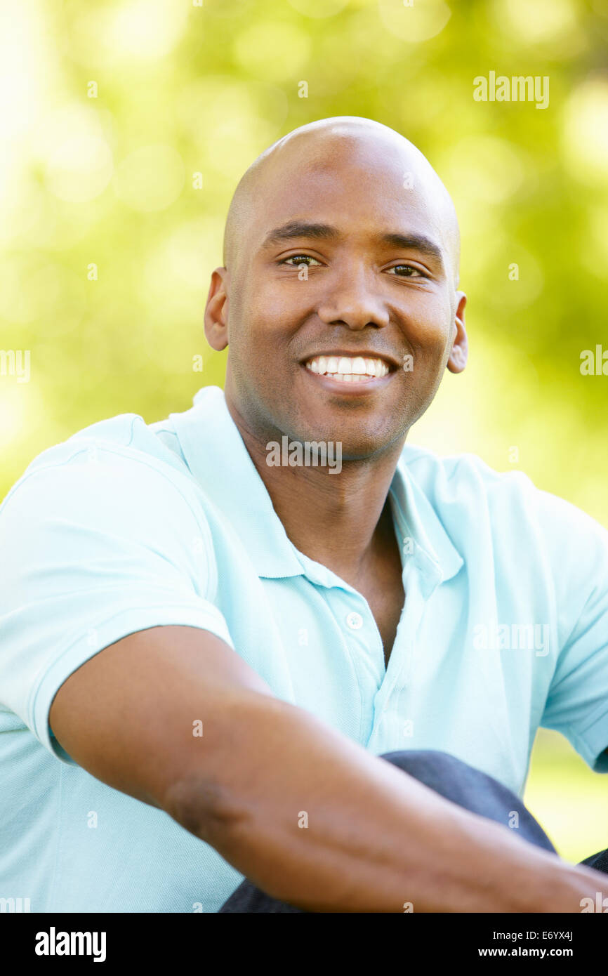 Young  man portrait outdoors Stock Photo