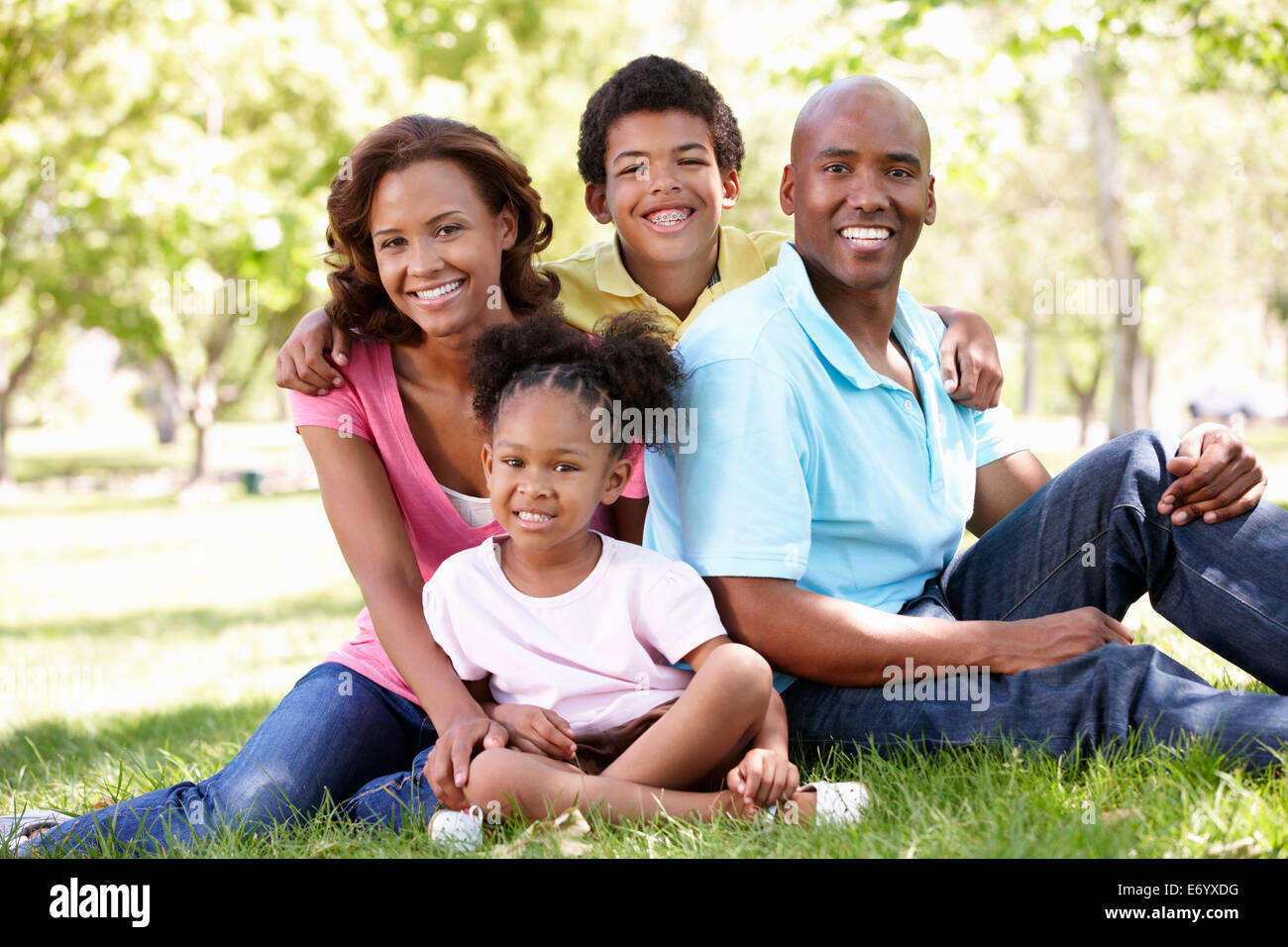 Family portrait in park Stock Photo - Alamy