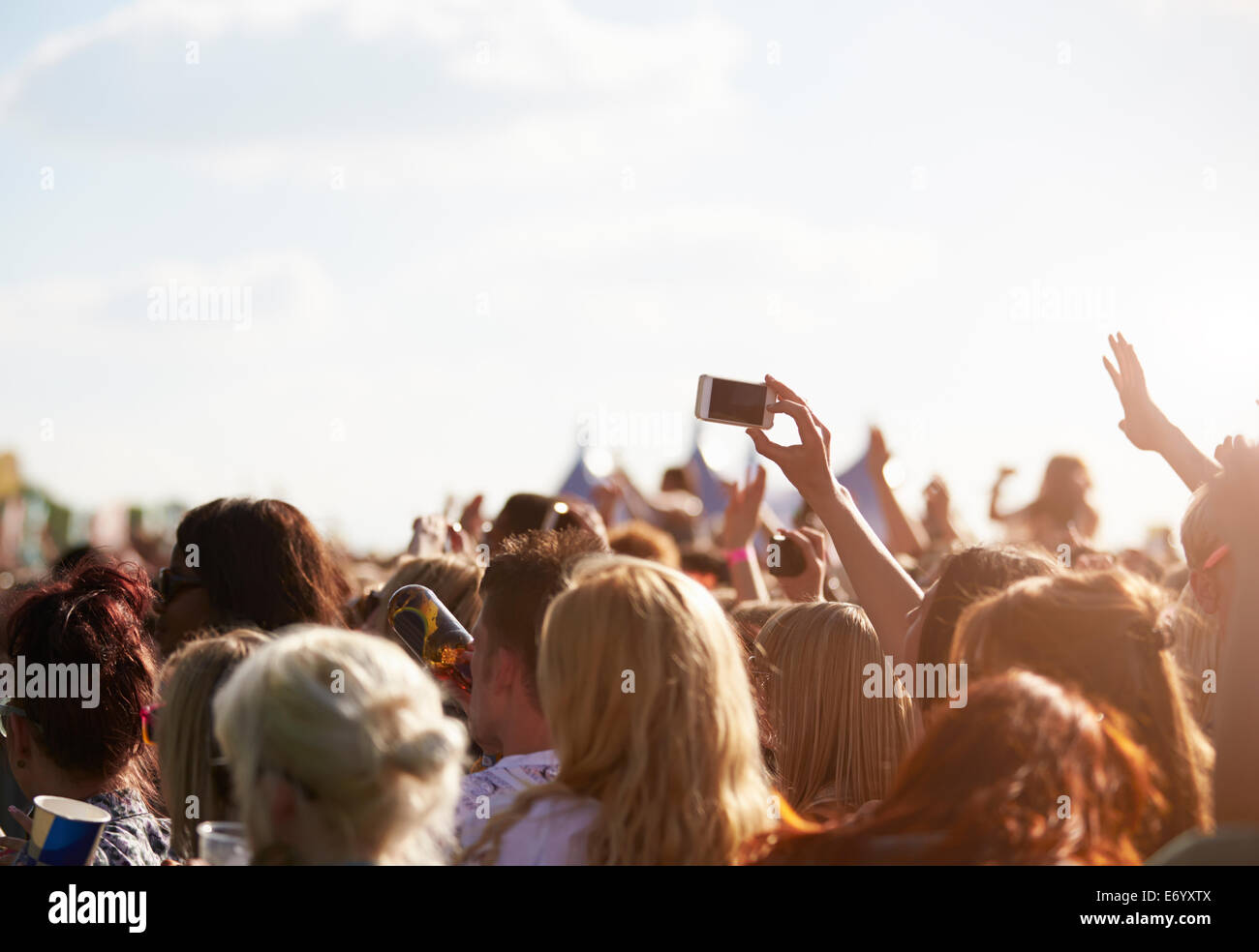 Audience At Outdoor Music Festival Stock Photo