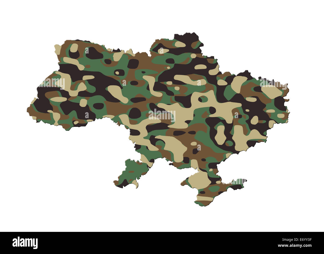 Ukraine - Map, filled with an army camo pattern Stock Photo