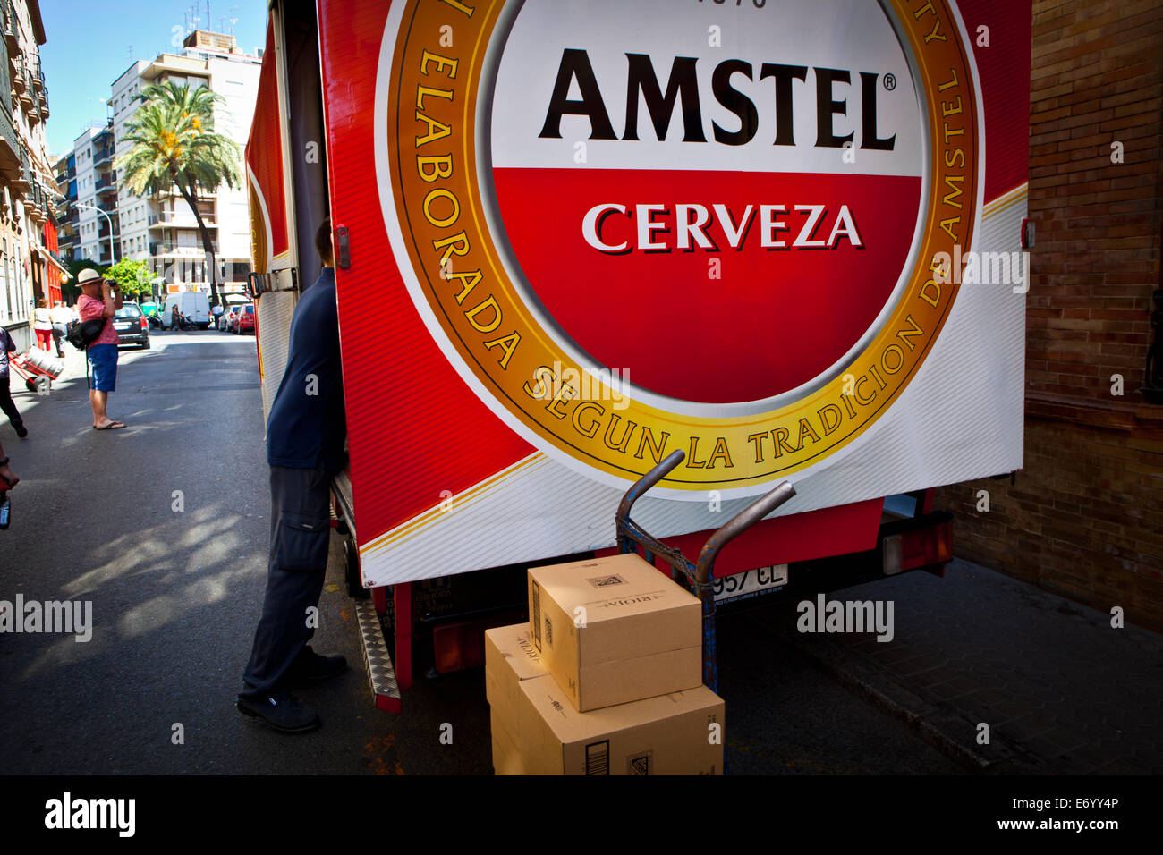 Amstel Beer Delivery, Seville Spain Stock Photo Alamy