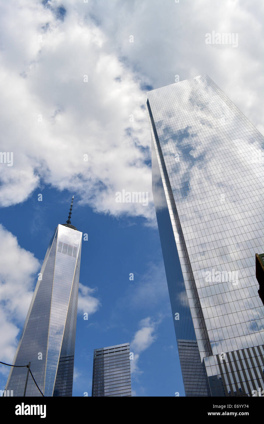 World Trade Center Towers One and Four at Ground Zero. Stock Photo