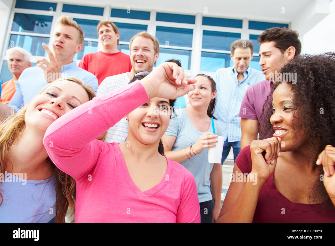 Audience Dancing At Outdoor Concert Performance Stock Photo