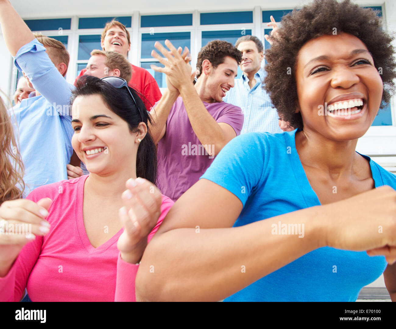 Audience Dancing At Outdoor Concert Performance Stock Photo