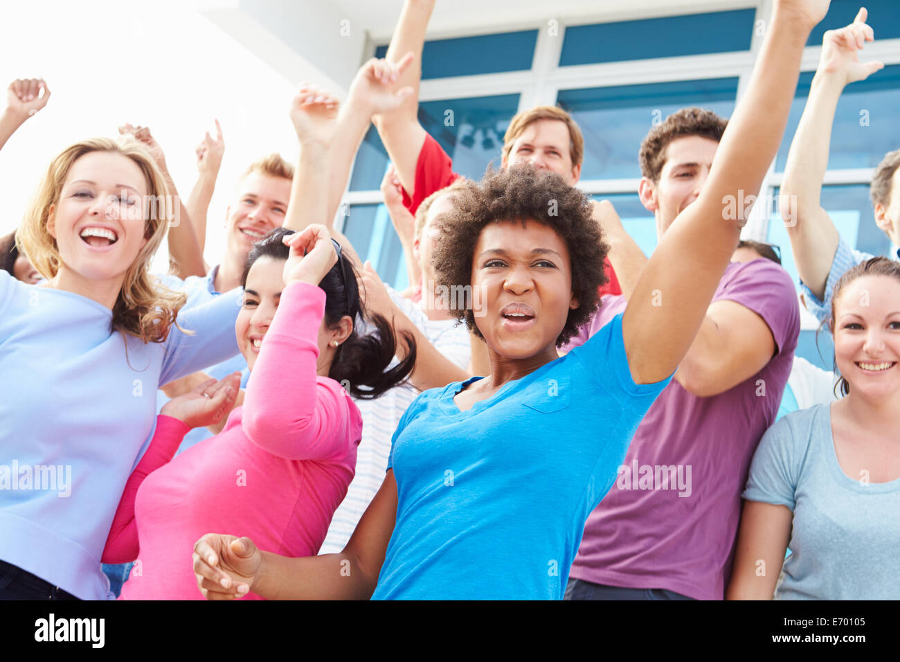 Audience Dancing At Outdoor Concert Performance Stock Photo