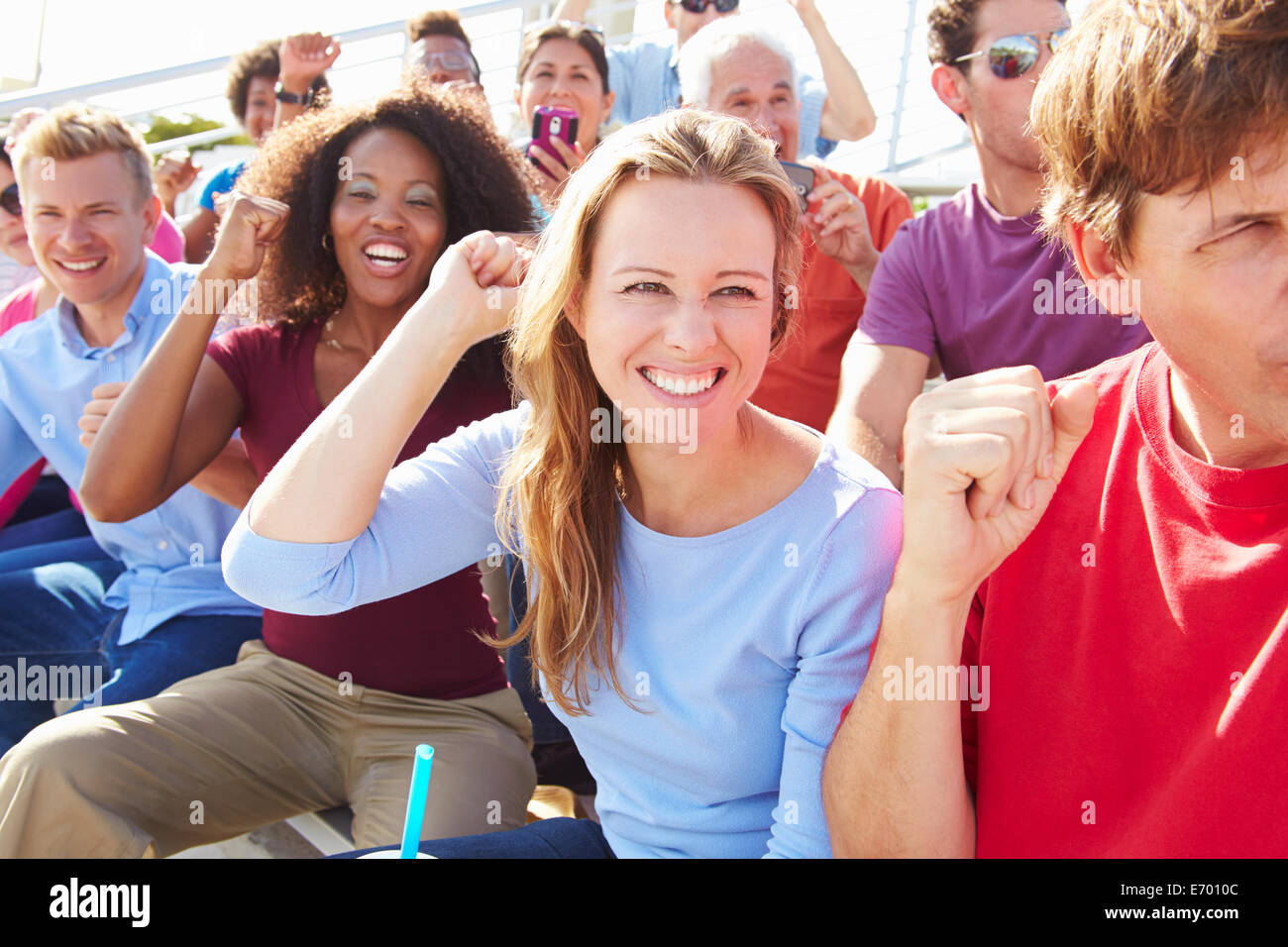 Audience Cheering At Outdoor Concert Performance Stock Photo