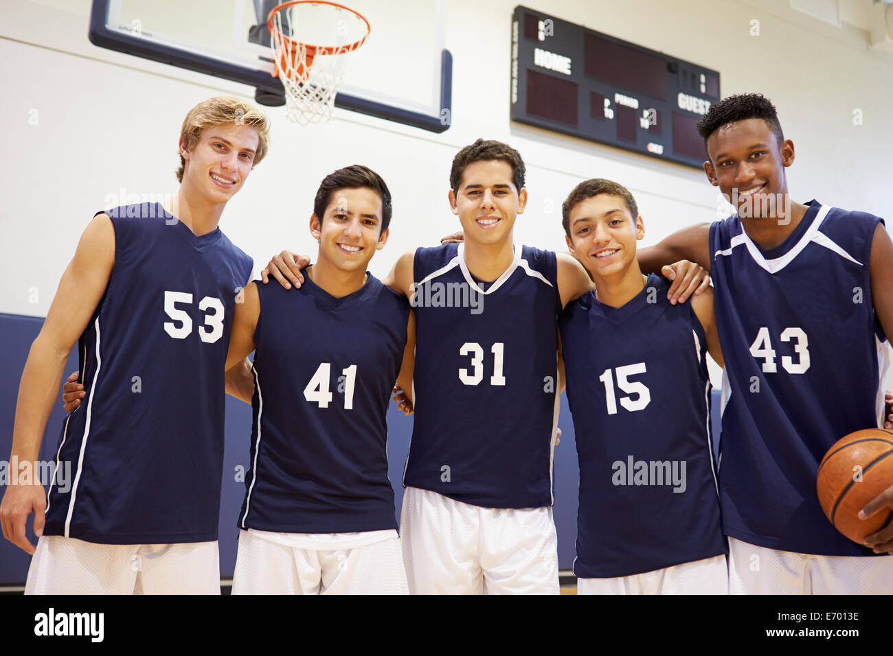 Members Of Male High School Basketball Team Stock Photo Alamy
