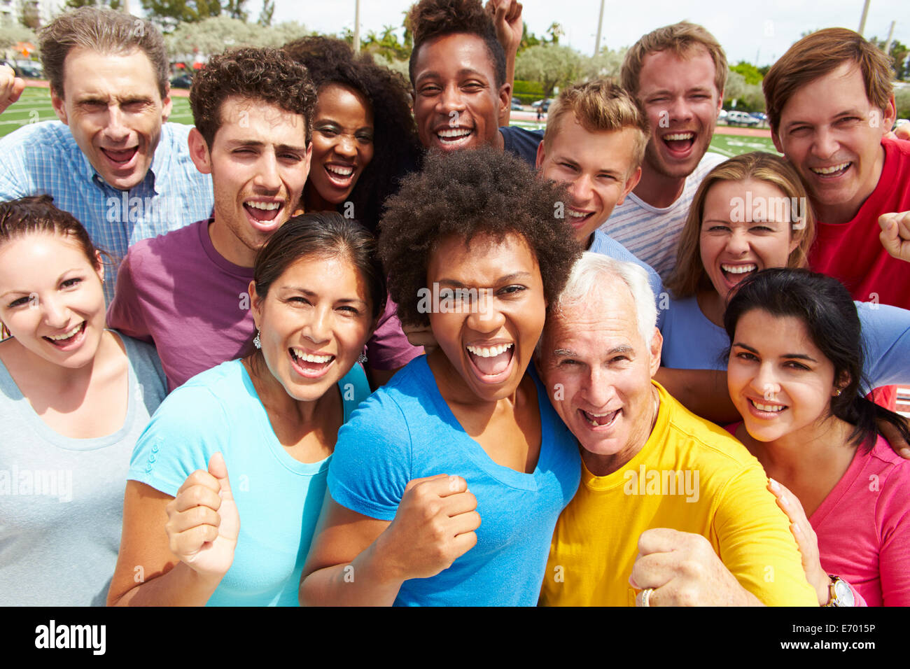 Outdoor Portrait Of Multi-Ethnic Crowd Stock Photo