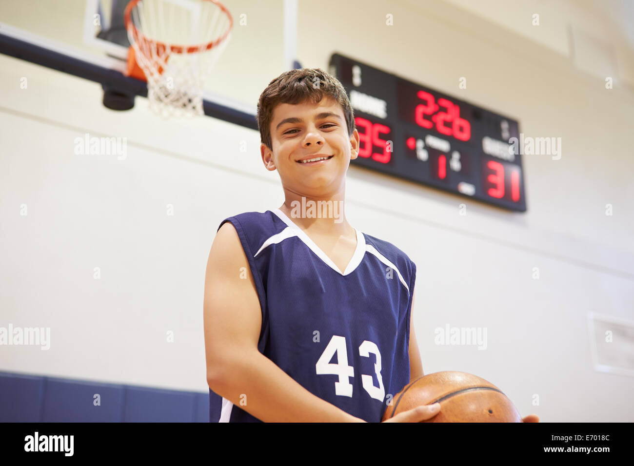 Portrait Of Male High School Basketball Player Stock Photo Alamy