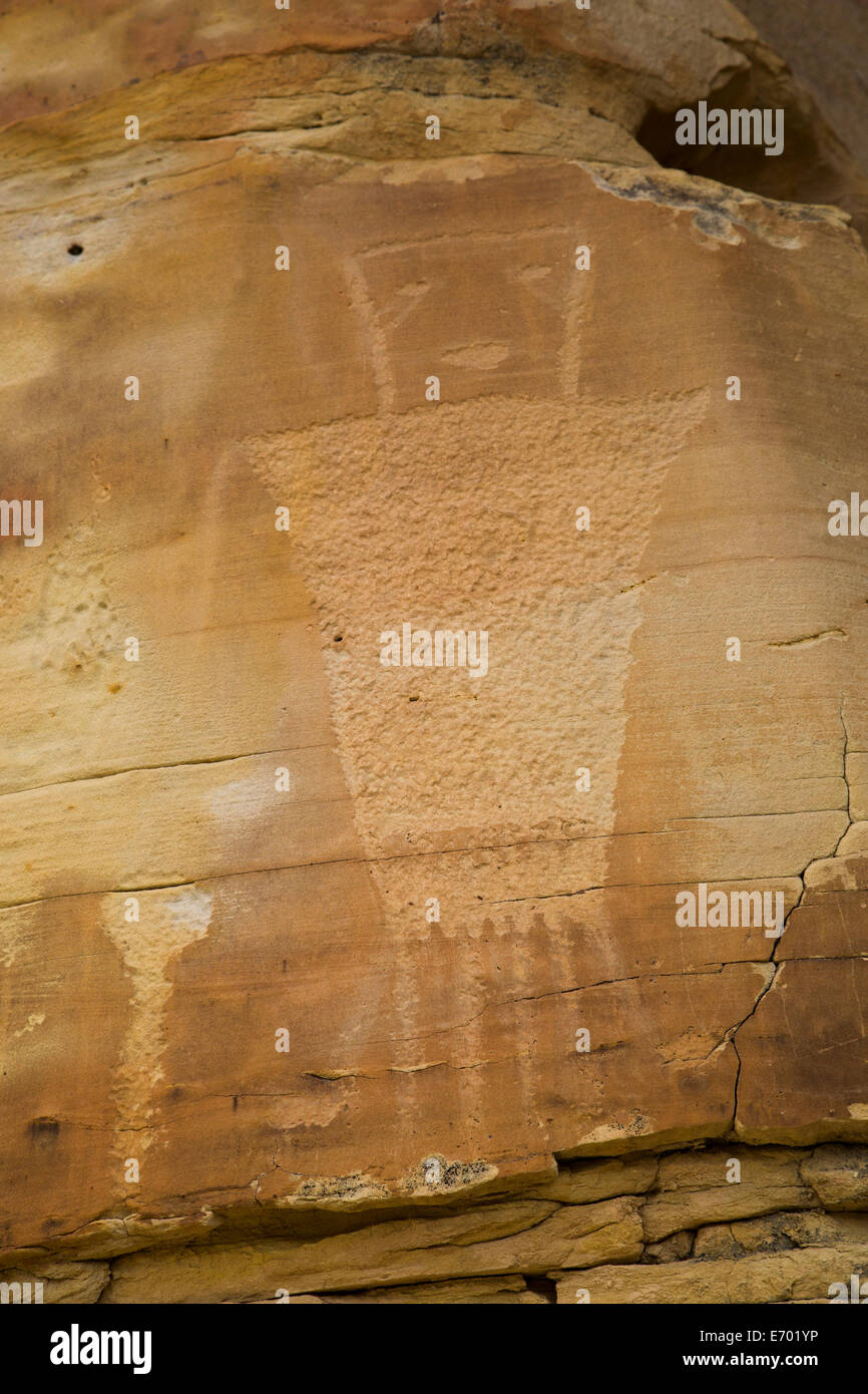 USA, Utah, Dinasaur National Monument, McKee Spring Petroglyphs, Fremont Style, AD 700 - AD 1200 Stock Photo